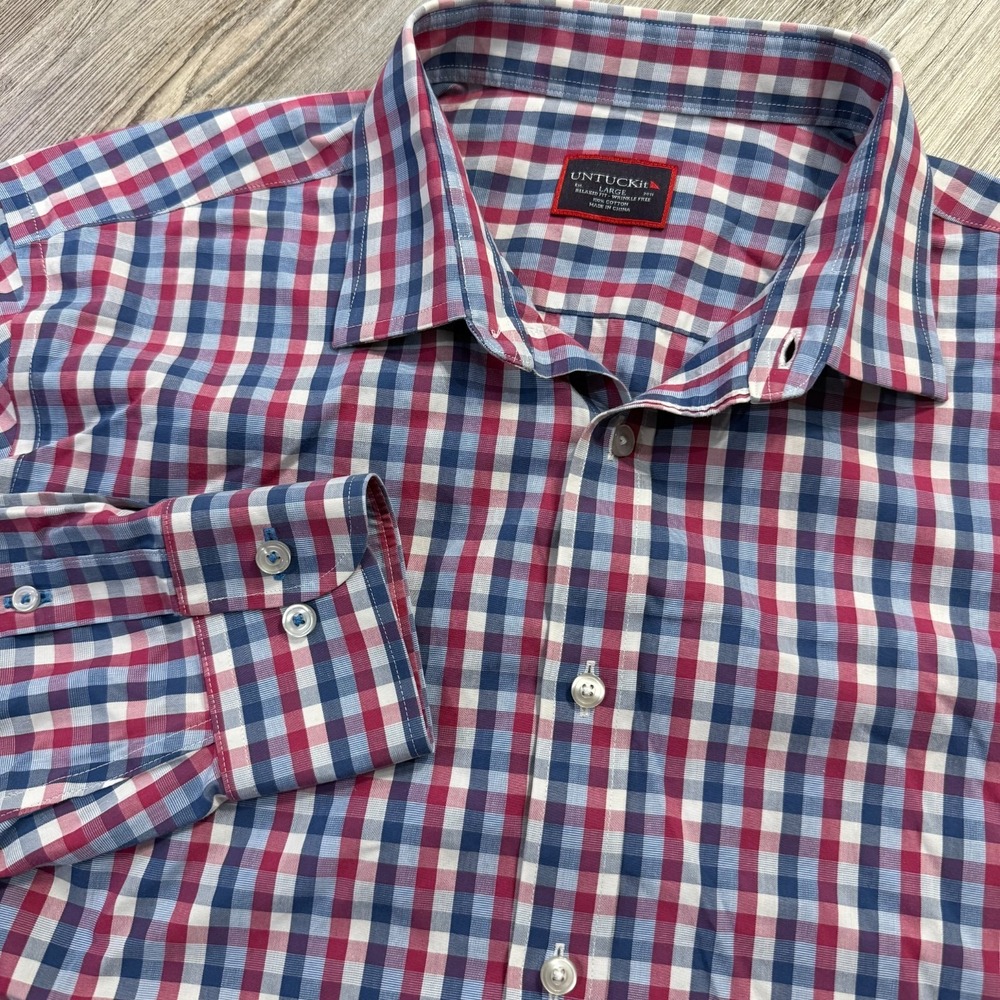 UNTUCKit Mens Large Redding Relaxed WF Plaid Shirt